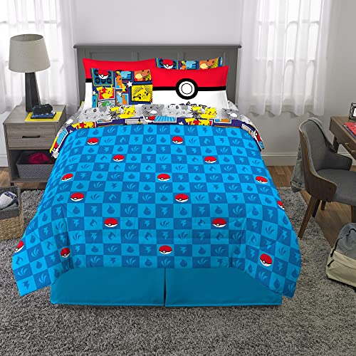 Pokémon Pikachu Full Size Bedding Set – Kids Bedding Super Soft Cozy Reversible Comforter and Sheet Set with Sham, 7 Piece Full Size, (Officially Licensed Product) by Franco - color: Pokemon, size: Full