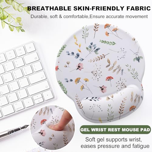 Flowers Mouse Pad with Gel Wrist Support, Smooth Surface Ergonomic Mouse pad, Non-Slip Pain Relief Desk Mat for Gaming, Work & Office Desktop 1 - color: Flowers 1
