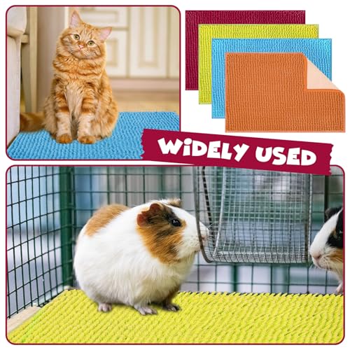 Barydat 8 Pcs Guinea Pig Cage Liner 16x12'' Washable Rabbit Fleece Mat Reusable Training Bedding Pee Sleeping Pad for Animal Hamster Chinchilla(Champagne, Lake Blue, Dark Purple, Grass Green) - color: Champagne, Lake Blue, Dark Purple, Grass Green, size: