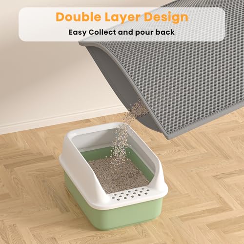 Pieviev 2 Packs Cat Litter Mat Double Layer Waterproof Urine Proof Trapping Mat (30''X24'', Gray) | Waterproof Urine Resistant Layer Litter Box Mat, Easy Collection, Soft on Kitty Paws, Gray Color for Indoor Cats - color: Gray