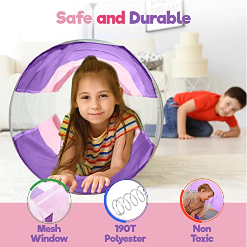 6ft Crawl Through Play Tunnel Toy, Pop up Tunnel for Kids Toddlers Dogs Babies Infants & Children Gift Indoor & Outdoor Action Toy Tunnel - size: 6 Foot Pink