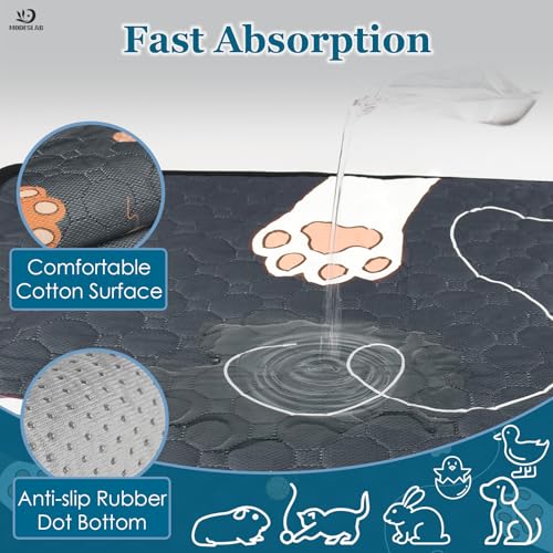 4-Pack Guinea Pig Cage Liner Washable, 24in x 47in Ultra-Absorbent Guinea Pig Bedding for Cage Non-Slip Leak-Proof Pee Pads for Dogs Rabbit Bunny Cat Litter Mat, Black - color: Black, size: 24" x 47", 4pcs