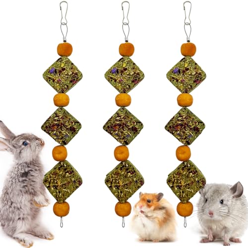 kathson Rabbit Chew Toys for Teeth Bunny Natural Timothy Grass Cake Guinea Pig Hanging Chew Toys Treats for Bunny Chinchilla Hamsters Squirrel and Other Small Pets Playing Improve Pets Dental - style: Style D