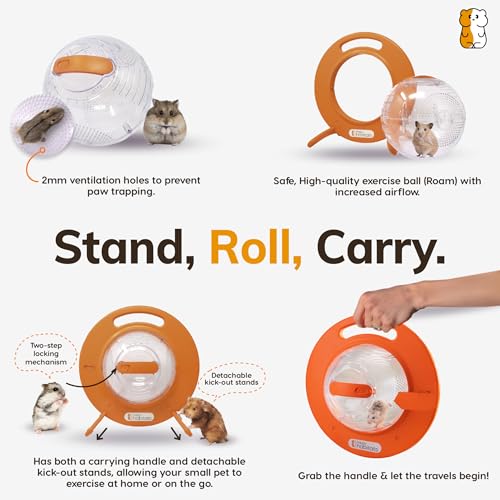 The Halo Small Pet Carrier and Hamster Exercise Ball | Safe, Portable & Breathable Design with Kick-Out Stands – Hamster Carrier & Accessories for Dwarf Hamsters, Mice & Gerbils