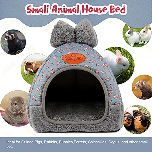 YUEPET Bunny Hideout, Guinea Pig Cave Bed, Bowknot House for Dwarf Rabbits | Rabbit Hideout, Enclosed Cave Design, Removable Cushion,Cozy Large Bunny Hideout, Floral Pattern, Indoor Cage Use
