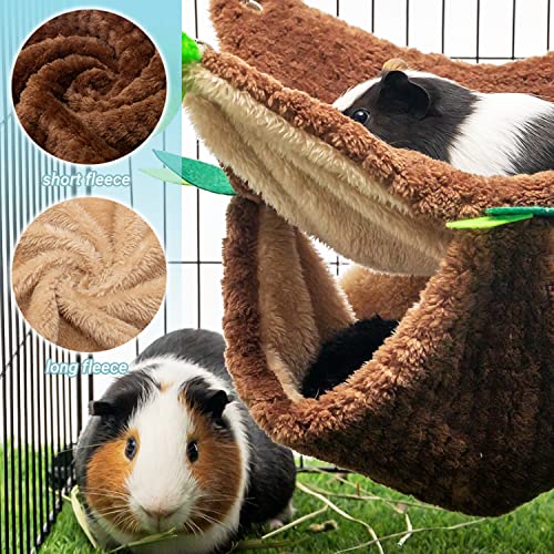 Guinea Pig Hideout, Fleece Rat Tunnel & Hammock Set House Cage Accessories | Small Animal Bed for Rat Chinchilla Hamster Hedgehog, Pet Hammock for Playing Sleeping