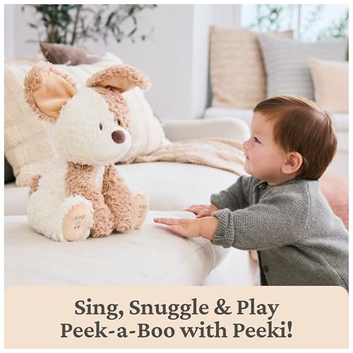 GUND Baby Peeki Puppy 12-Inch Interactive Animated Musical Plush for Babies | Talking Puppy Dog with Movements, Musical Toy Teaches Cause and Effect, Sensory Toy Promotes Self-Soothing and Tactile Play - style: Peeki