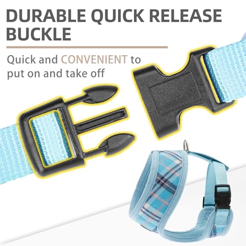 PUPTECK Soft Mesh Dog Harness and Leash Set Pet Puppy Cat Comfort Padded Vest No Pull Harnesses, Light Blue, S - color: Blue, size: S (NECK: 12", CHEST: 14"-18")