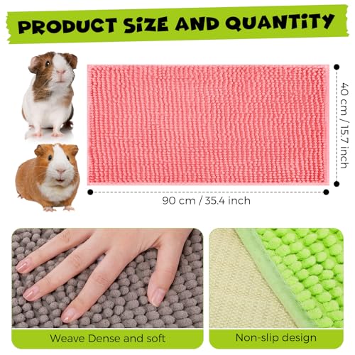 Barydat 8 Pcs Guinea Pig Cage Liner 36x16'' Washable Rabbit Fleece Mat Reusable Training Bedding Pee Sleeping Pad for Animal Hamster Chinchilla(Gray, Green, Pink, Blue) - color: Gray, Green, Pink, Blue, size: 36x16''