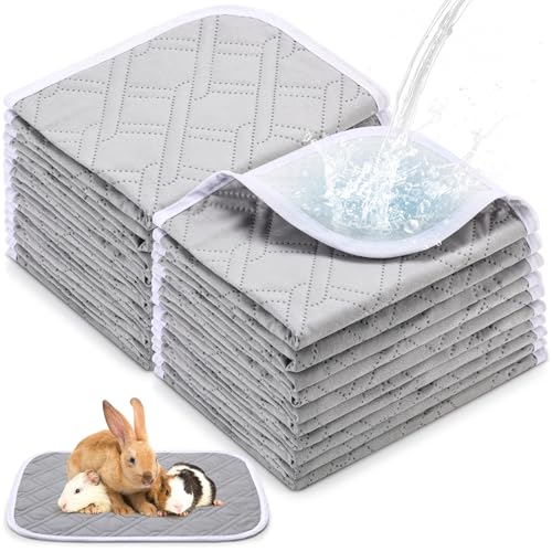 16 Pcs Guinea Pig Cage Liners Bulk 12 x 16 Inch Washable Guinea Pig Pee Pads Waterproof Reusable Anti Slip Rat Bedding Fast Absorbent Pee Pad for Small Animals Rabbit Hamster Rat