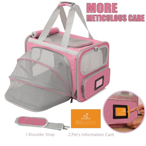 Soft Cat Carriers Pink Small Dog Carrier Airline Approved,Expandable Pet Carrier,Strudy,Ventilated,Soft Sided Pets Carriers Cage,Durable Small Animals Travel Bag Outdoor Carry Kennel - color: Pink