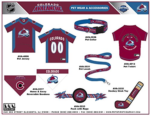 Pets First Dog Toy Tough Nylon with Inner Squeaker Licensed by NHL Colorado Avalanche Hockey Stick Toy for Dogs & Cats. Play Hockey with Your Pet with This Licensed Dog Tough Toy - color: Colorado Avalanche, style: NHL Dog Tug Toy