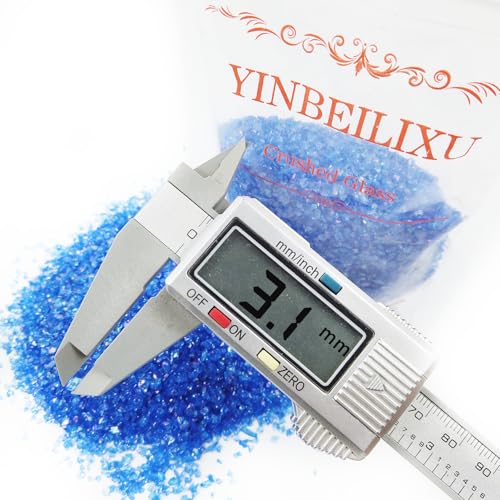 Crushed Glass Glitter, Broken Stones Shattered Glass Chips for Resin Art Crafts, Epoxy Resin Supplies, Geod Painting, DIY Art Projects, Jewelry Making, 2-4mm, 200g/7oz (Sapphire Blue) - color: Sapphire Blue
