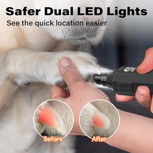 Casfuy 6-Speed Dog Nail Grinder - Newest Enhanced Pet Nail Grinder Super Quiet Electric Dog Nail Trimmer Rechargeable Painless Paws Grooming & Smoothing Tool for Large Medium Small Dogs (Grey) - color: D-Grey