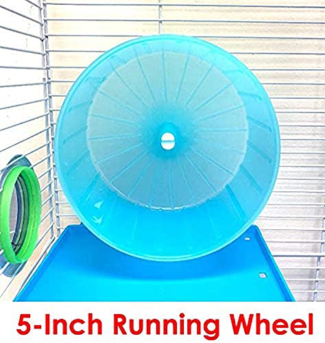 Mcage 2-Levels Hamster Habitat Home House Rodent Gerbil Mice Rats Animals Critters Cage Expansible and Customizable with Hide House Running Wheel Food Dish Water Drinking Bottle Deep Base - color: Blue, size: 19"L x 12"W x 15"H | 2-Floors