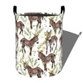 Cute Brown Donkey with Greenery Laundry Basket, Dorm Nursery Foldable Laundry Hamper Organizer for Bathroom Decor, Toy Clothes Storage Box for Bedroom 19.7x15.7 Inch - style: Donkey07