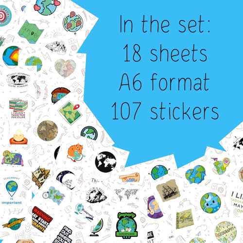 100Pcs Geography Stickers for Water Bottle and Laptop - Geography Party Supplies & Decorations, Waterproof Vinyl Decals, Maps and Landmarks Stickers, Gifts for Women & Men - color: Geography Stickers