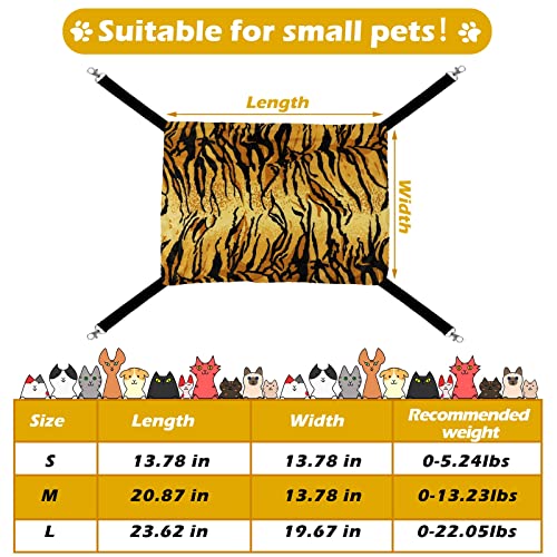 Jetec 2 Pack Cat Hammock for Cage, Catio Accessories Reversible Soft Cats Bed with Adjustable Straps and Hooks Double-Sided Linen and Fleece Hanging Hammock for Cats, Kitten(Zebra, Tiger Stripes,M) - size: M