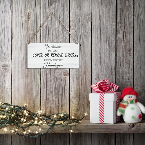 Please Remove Your Shoes Sign, Take off Your Remove Shoes Sign for House Front Door, Cover or Remove Shoes, Housewarming Gifts for New House Home Women Men 12x6 inches - color: Shoes