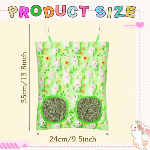 UPINS 3Pack Guinea Pig Hay Feeder Bag,Bunny Rabbit Cage Bag Hanging Holder | Guinea Pig Cage Feeder,for Bunny Rabbits,Chinchillas,Hamsters,Small Pets,and Animals - color: Blue Pink Green