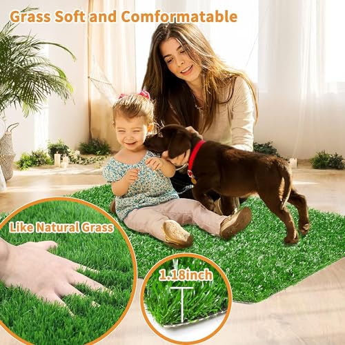 LOOBANI Dog Grass Pee Pads, 2 Pack Artificial Grass for Potty Tray, 18x23in | Replacement Turf, Pet-Friendly, Easy to Clean, Washable, Fake Grass Mat for Puppy to Pee on, Outdoor Indoor Pee Grass Patch - size: 18*23 inch