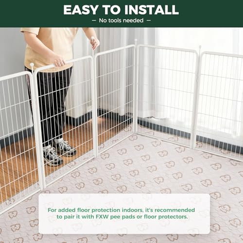 FXW Rollick Dog Playpen, Indoor, Yard & RV Camping, 40" H, 16 Panels | Easy setup, Heavy-duty, DIY layouts, for Medium & Large Dogs, Patented - color: White, size: 40"H