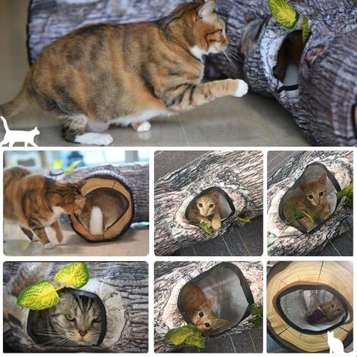 Cat Tunnel,Cat Tunnels for Indoor Cats,Tree Trunk Play Toy for Large Cats、Kitten and Other Small Animals to Chase and Play,Foldable Easy to Store,Cat Tube Toys Long 59" - color: 59"-Cat Tunnel Toy Tree Trunk