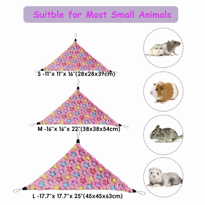 Guinea Pig & Rat Hammocks, Perfect for Pet Critter Cages, 2 Pack | Come with Hooks | Ideal Hanging Hammocks for All Small Animals: Chinchillas, Squirrels, Hamsters. L, PinkStars+BlueStars - color: STPink+Blue, size: Small