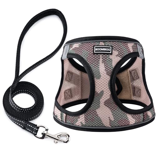 Dog Harness with Leash Set, Step-in Adjustable Puppy Pet Vest,Camo Set XXS | Lightweight Breathable Air Mesh, Night Safety Reflective, No Pull Puppy Vest Harnesses for Small Medium Large Dogs, Cats - color: Camo SET, size: XXS(Chest:10"-12")
