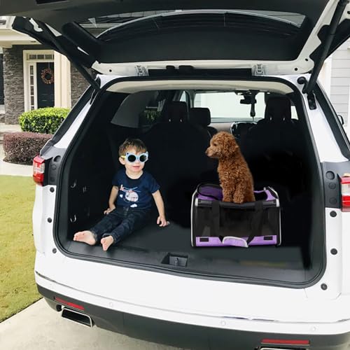 GAPZER Carrying Bag Yorkie Dog Travel Kennel Ventilated Soft Pet Carrier | Privacy Protection Big Kitten Car Travel Cloth Carry Bag up to 20 lbs, Small Animal Portable Mesh Kennel Cage for Vet Visits - color: Purple