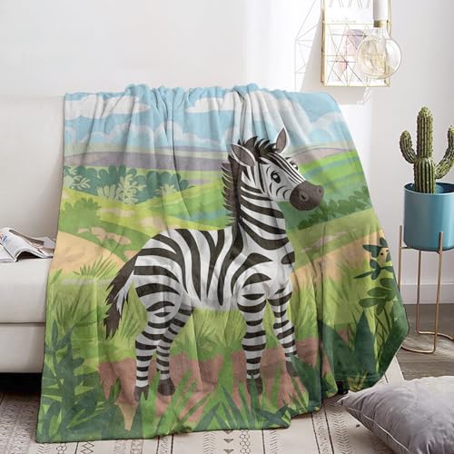 Cute Cartoon Zebra Blanket Soft Cozy Flannel Throw Blanket for Men Women Adults Kids - Warm Yet Lightweight Blankets for Travel, Bed, Couch, Fuzzy Outdoor Comfort Wrap 60"×50" - color: Zebra, size: 60x50 Inch
