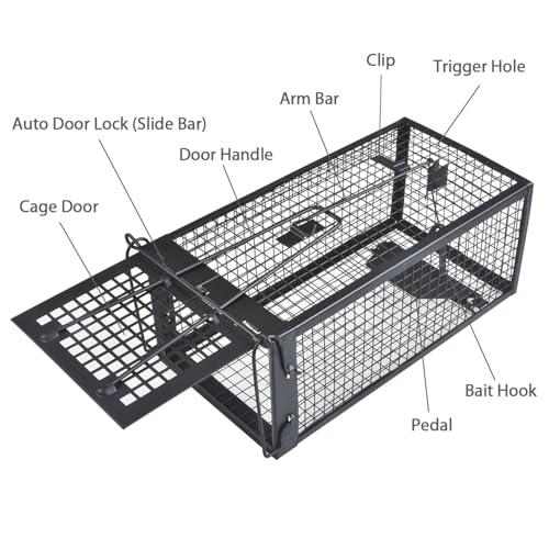 Gingbau Live Chipmunk Rat Trap Humane Vole Mouse Cage Trap - color: Black