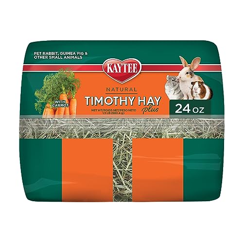 Kaytee Timothy Hay Plus Carrots for Pet Guinea Pigs, Rabbits & Other Small Animals, 24 oz (Pack of 2) - size: 1.5 Pound (Pack of 2)