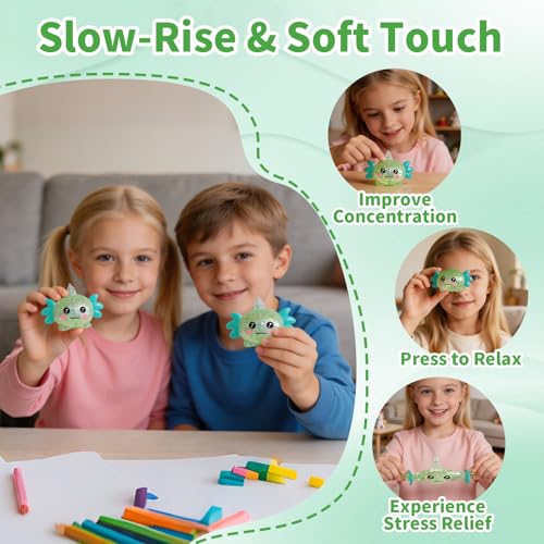Green Axolotl Squeeze Toy, Slow Rise squishies Relief Sensory Toy. | Cute Squeeze Anxiety Pressure Ball, Portable Calming Fidget Toy for ADHD Autism, Gift Box Packed - color: Single Green Lying Axolotl