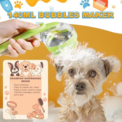 3Pcs Dog Bath Brush, Dog Scrubber for Bath, Dog Shampoo Brush Bubble Maker, Dog Paw Washer, dog grooming Massage Brush with Adjustable Ring Handle, dog accessories for Short & Long Hair -Green - color: Green