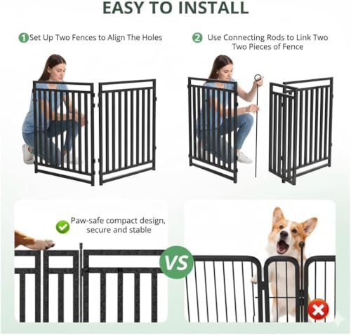 Thickened Outdoor Dog Fence, 47" H, 32 Panels for Yard & Camping | Easy Setup, Flexible Layouts, Thickened Panels, Heavy-Duty, for Medium & Large Dogs and Farm Use, Patented - size: 47" height, style: 32 Panels