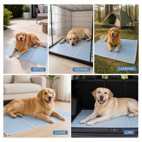 Cooling Mat for Dogs, Gel Dog Instant Cooling Mat Pet Pad for Cats | Dog Cooling Mat, 3.0 Gel Instant Self-Cool Pad for Pet Waterproof Large Dog Mat for Beds,Kennels,Crates - size: 35.4" x 23.6"