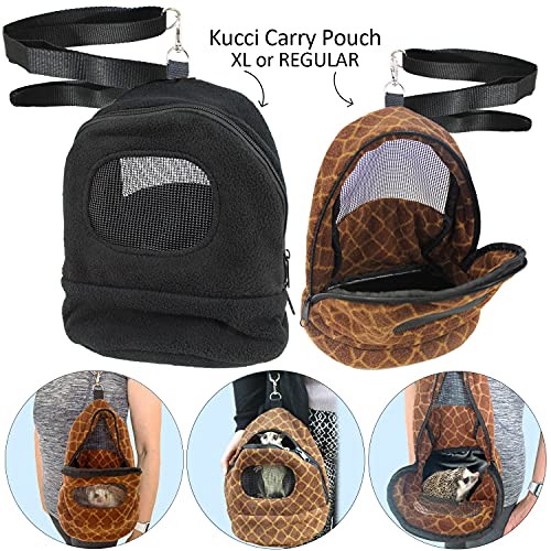 Kucci Carry Pouch - Fleece Travel Bonding Carrier Bag - for Sugar Gliders, Squirrels, Marmosets, Hamsters, Rodents, Rats, Reptiles & Other Small Pets (X-Large) - size: X-Large