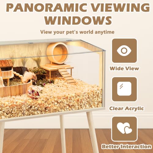 PROLEE Hamster Cage with Legs, Guinea Pig Cages Chew Proof, Hamster House, Hamster Cages and Habitats, Small Animal Cage, 40" L x 20" W x 47.5" H - size: 40.0"L x 20.0"W x 47.5"H