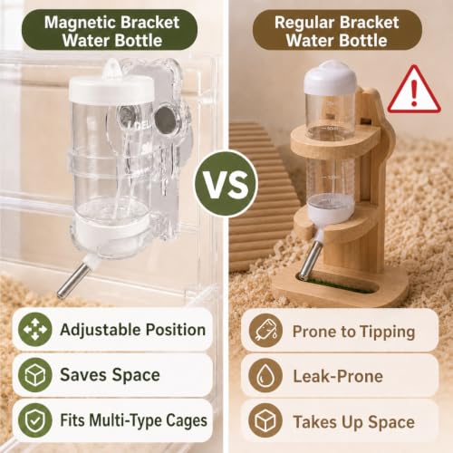 6 Pcs Basic Hamster Cage Accessories Set, Magnetic Water Bottle,Sand Bath with Cleaning Scoop Food Bowls,Food Scoop,for Dwarf Syrian Hamsters Gerbils Mice Degus or Other Similar-Sized Small Pets