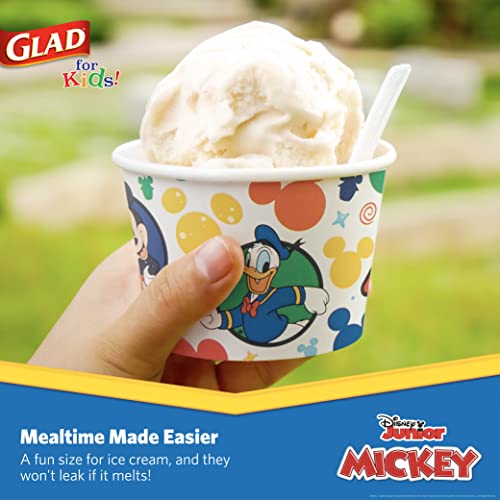 Glad Disney Mickey and Friends Disposable Snack Bowls, 6 Oz, 32 Count | Heavy-duty paper, soak-proof, no lids, soup ice cream and everyday treats - size: 32 Count (Pack of 1)