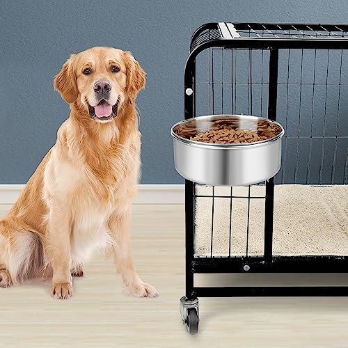 Dog Bowl Stainless Steel Dog Bowls Pet Hanging Food Water Bowl Cage Feeding Cup Feeder for Dogs Cats Rabbits Birds Small Animal (X-Large (2pcs) | Rust-resistant, detachable bracket for easy cleaning & refilling, no spill, for dogs/cats/rabbits/birds cage