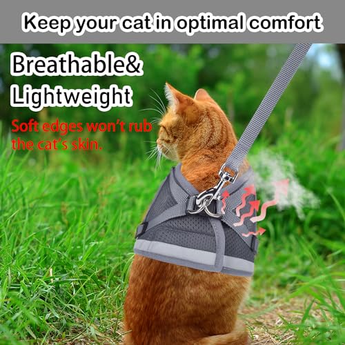 Cat Harnesses and Puppy Harness with Leashes Set, Escape Proof Cat Harness, Adjustable Reflective Soft Mesh Vest Fit Puppy Kitten Rabbit Ferrets's Outdoor Harness - color: DarkGrey, size: S (Chest: 9" - 11")