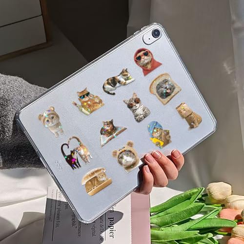96PCS Holographic Cat Stickers, 8 Sheets Transparent Fun Meme Cat Stickers for Water Bottles Laptop Scrapbook, Cute Kitten Decals for Adults Kids Teens - style: Modern