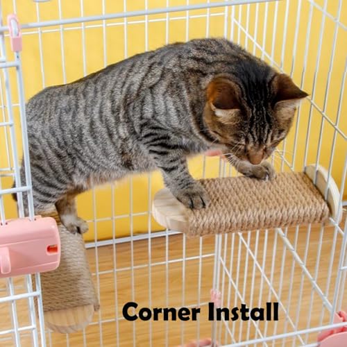 Cat Climbing Steps Scratching Tree - 2pcs Scratching Steps Sisal Hemp Cage Shelf Ladder Pets Perch Furniture Inside The cage with Install Screws (S) - size: S