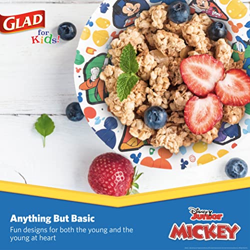 Glad for kids Disney Mickey and Friends Disposable Bowls, 12 Oz, 40 Count | Sturdy, cut-resistant paper bowls for snacks and parties, easy cleanup for everyday use - size: 40 Count (Pack of 1)