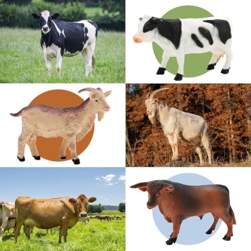 BOLZRA Farm Animal Figures Toy, Realistic Plastic 2 Farm Tractors Playset with Trailer, Farmer Fence Storage Box, Christmas Birthday Easter Gift for Kids 3-8 - style: Farm Animals Figures