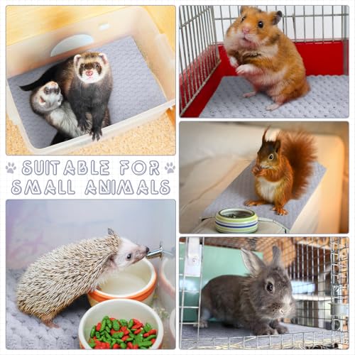 SmoothNovelty 5 Pcs Waterproof Guinea Pig Blankets Washable Small Animal Pad Pee Pet Blanket Sleep Bedding Mats Absorbent Guinea Pig Cage Liner Reusable Pet Sleep Pad(Gray,18" X 24",Waffle) - color: Gray, size: 18" X 24", style: Waffle