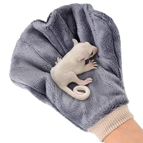 2 Pcs Sugar Glider Bonding Mitt, Calming Sleeping Glove, Bite Proof Animal Handling Gloves, Hedgehog Accessories Calming Glove for Train Your Sugar Glider Small Animals Hamster Rats Pet (Gray) - color: Gray