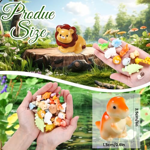 DIYDEC 40pcs Mini Resin Animal 40 Styles Tiny Resin Animals Miniature Little Small Animal Figures Bulk for Micro Fairy Garden Landscape Accessories Dollhouse Hide Crafts Decor Aquarium Toys